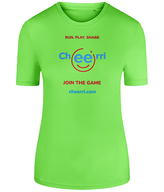 Cheerri Active T-Shirt | Run.Play.Share - Join the Game Edition | Shaped Fit